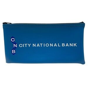 Vintage City National Bank CNB Miami Florida Blue Bank Deposit Bag Zip Close